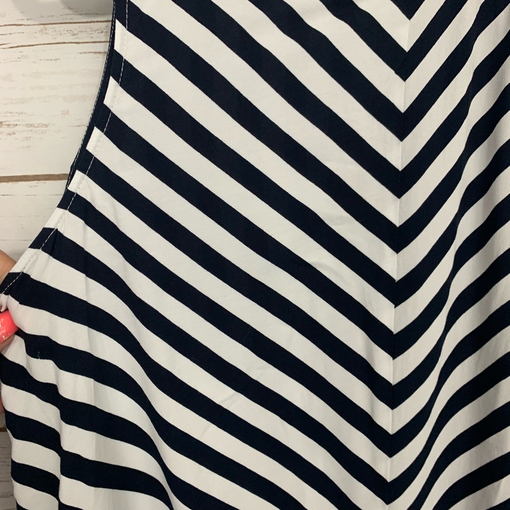 LOFT Black White Striped Tie Hem Button Ba… - Picture 4 of 8